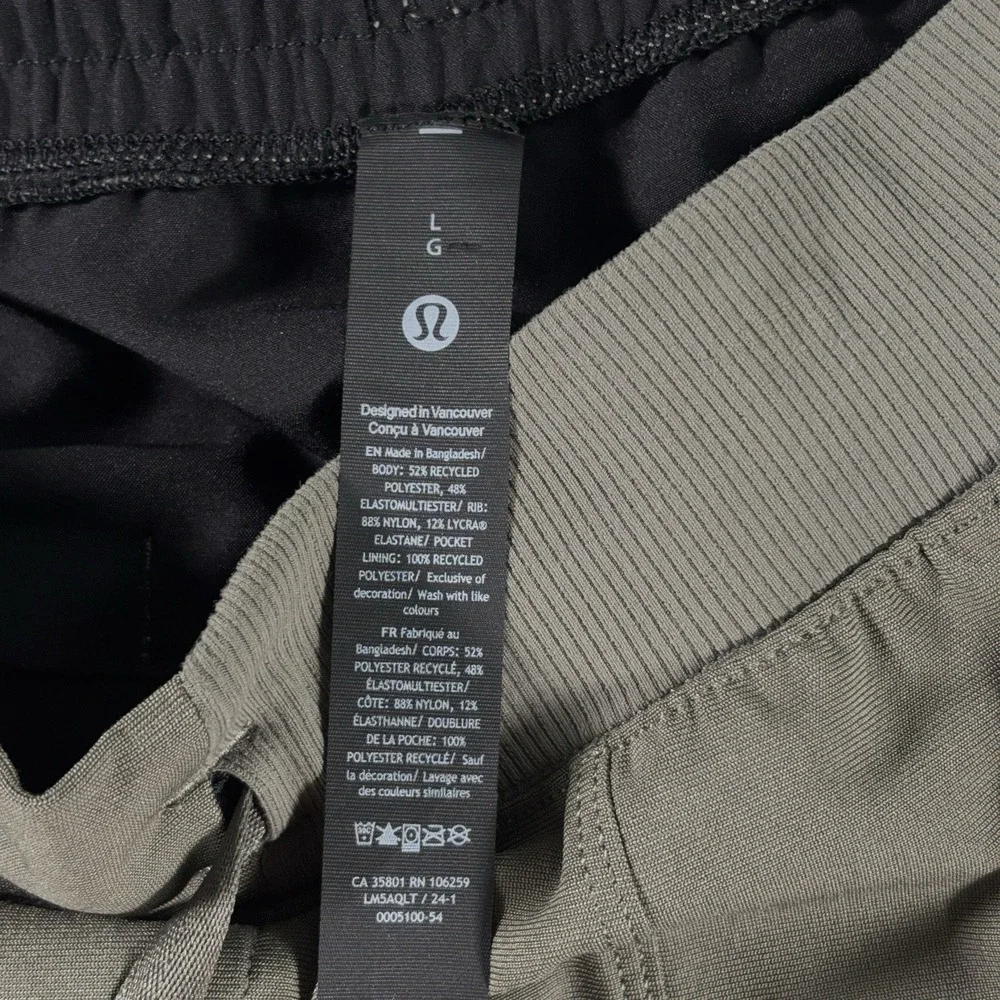 Lululemon ABC Jogger Pants Mens Large Army Green Stretch Athletic Lounge